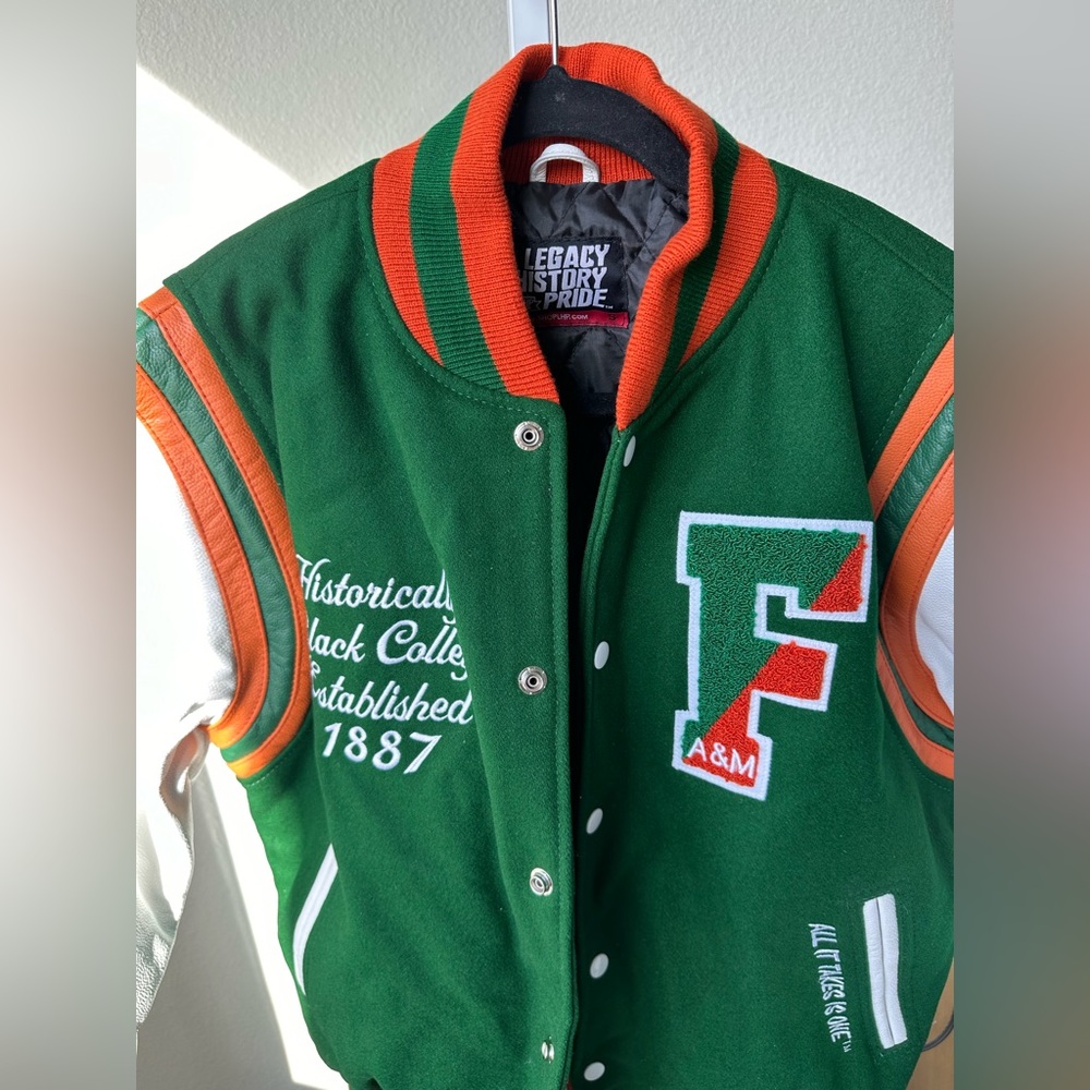 Legacy History Pride Florida A&M University FAMU HBCU Leather Varsity Jacket S